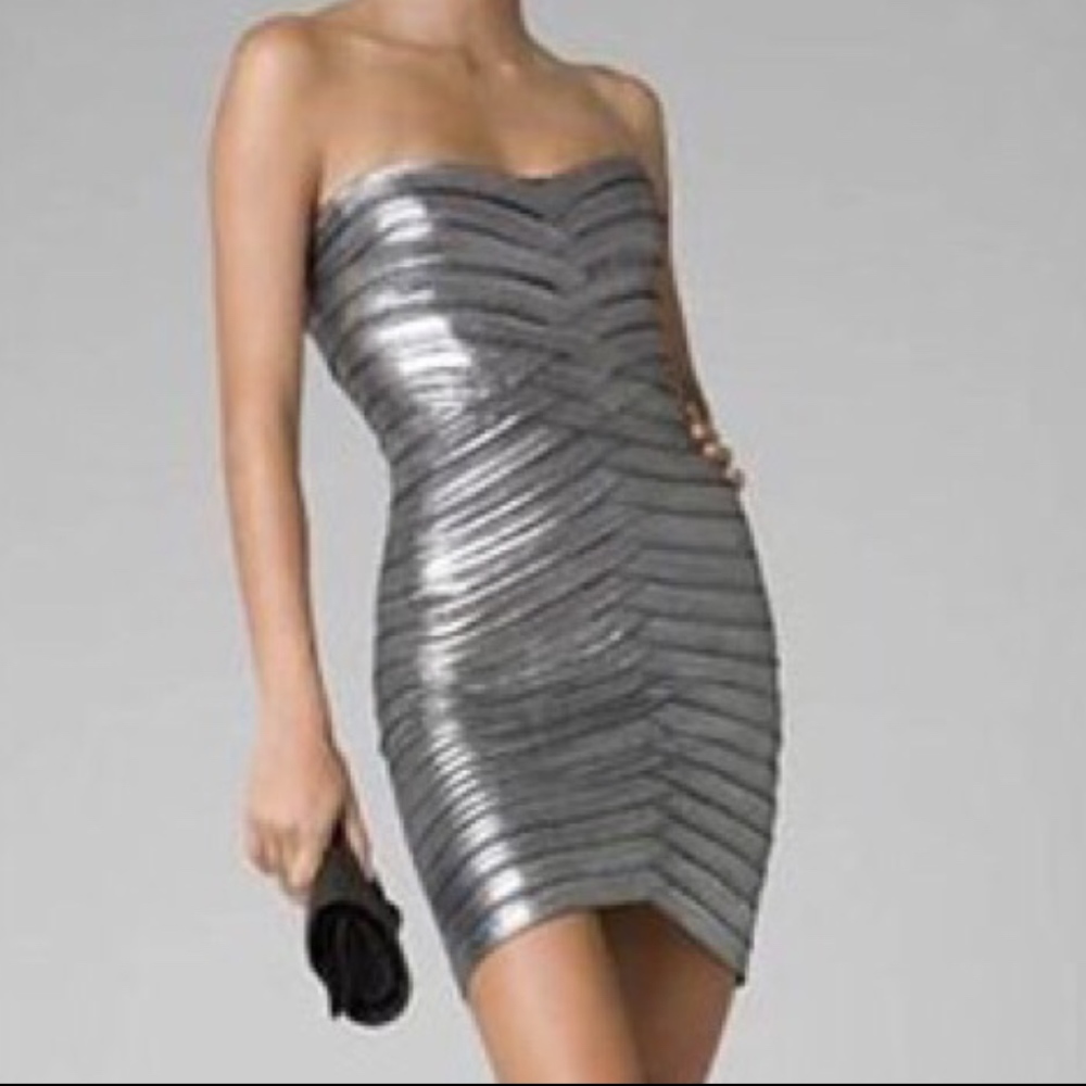 BCBG Gunmetal Bandage Dress